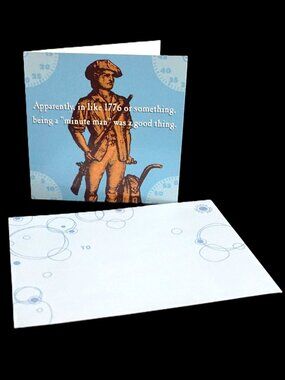 Hallmark Vintage Minute Man 1779 Blank Square Note Greeting Card Funny
